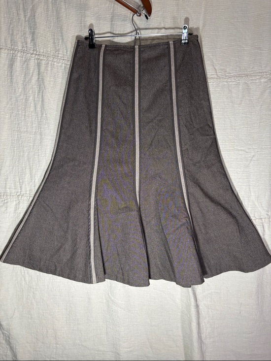 SPANNER Dresses & Skirts - SPANNER Wild Thing Skirt Mocha Putty Panel A-Line Skirt with Contrast Trim NWT